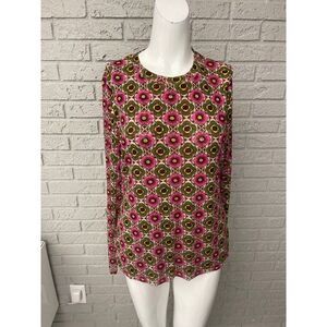INC International Concepts Multicolored Floral Mesh Top Size L